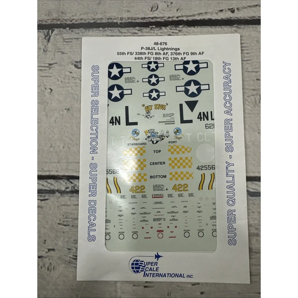 SUPER SCALE 1/48 P-38J/L LIGHTNINGS DECALS 48-676 New